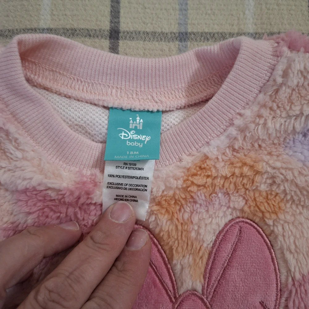 Disney Minnie Pink Plush Kids Sweatshirt - Picture 2 of 7